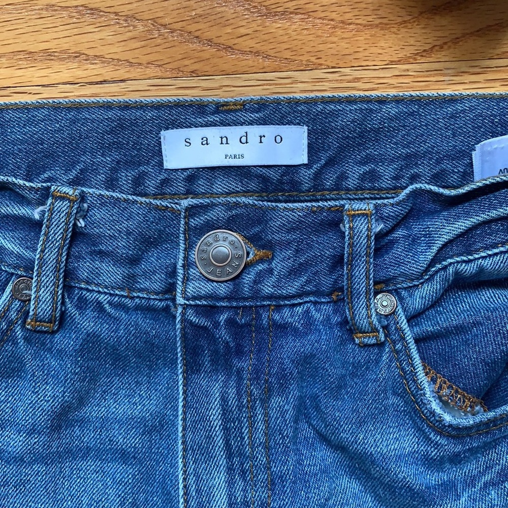 Sandro Patchwork/ Slightly Ripped Straight Jean - image 2